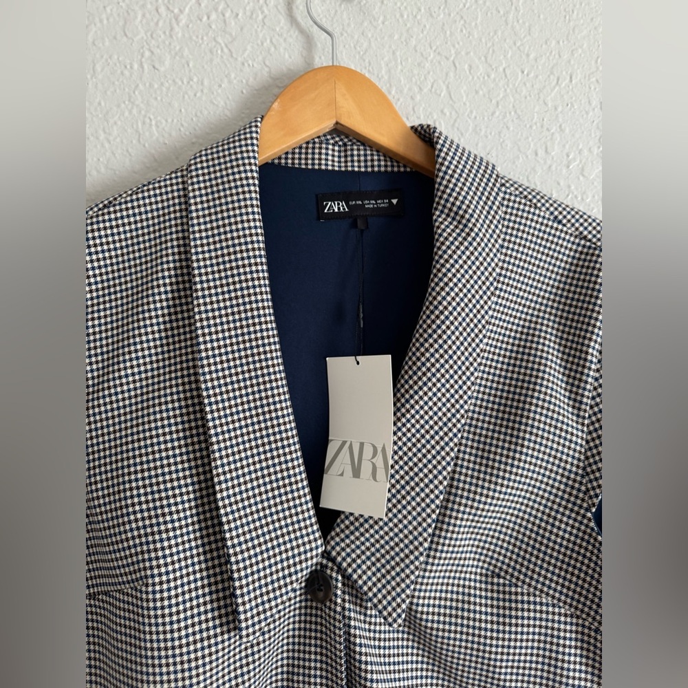 NWT Zara Sleeveless Micro Houndstooth Print Blazer Dress - Picture 5 of 5
